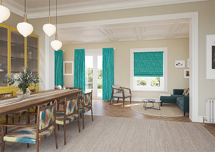 Caen Chenille, Aqua - Motorised Roman Blind - Image 6